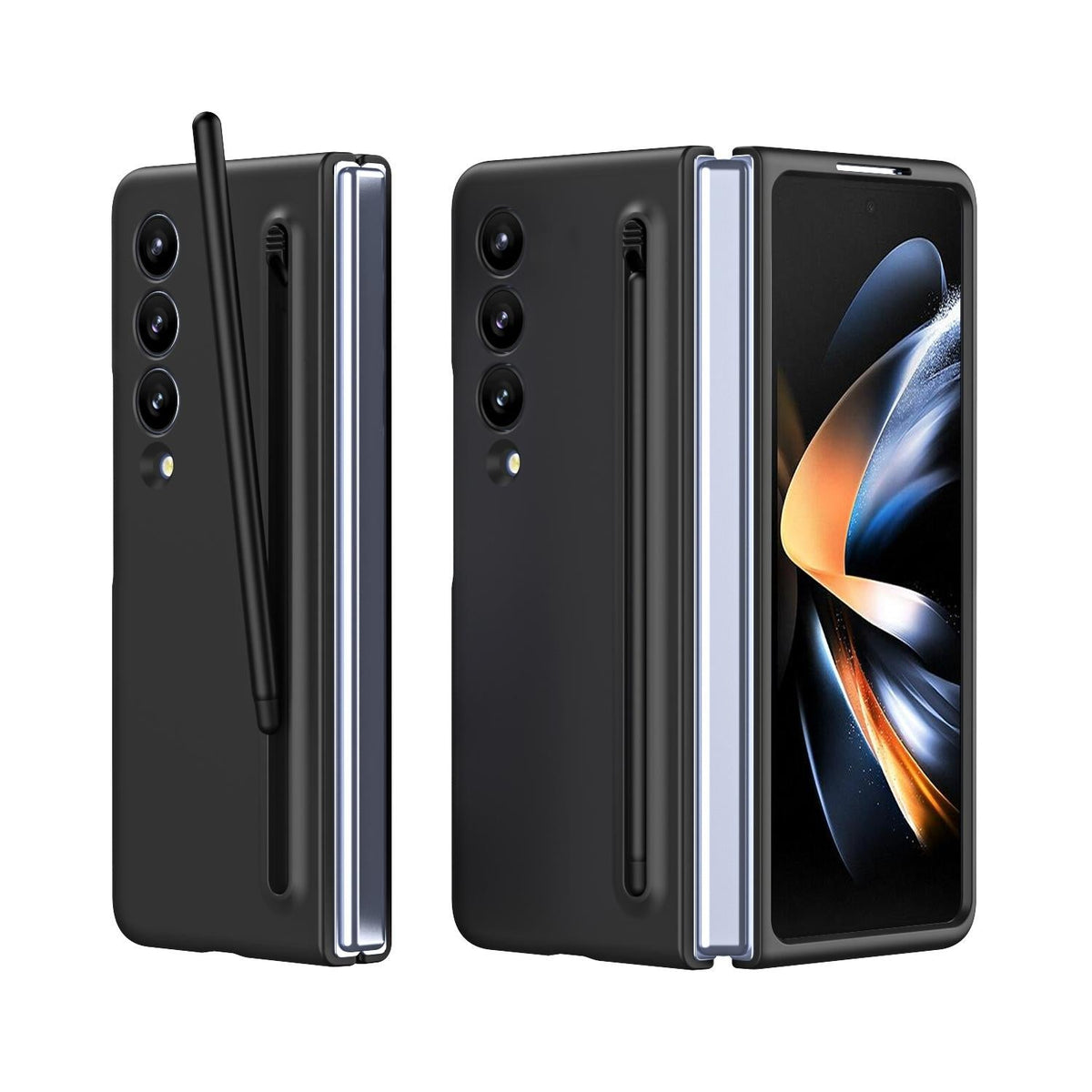 For Samsung Galaxy Z Fold4 5G Enhanced Shockproof Phone Case - Pen Design - Black