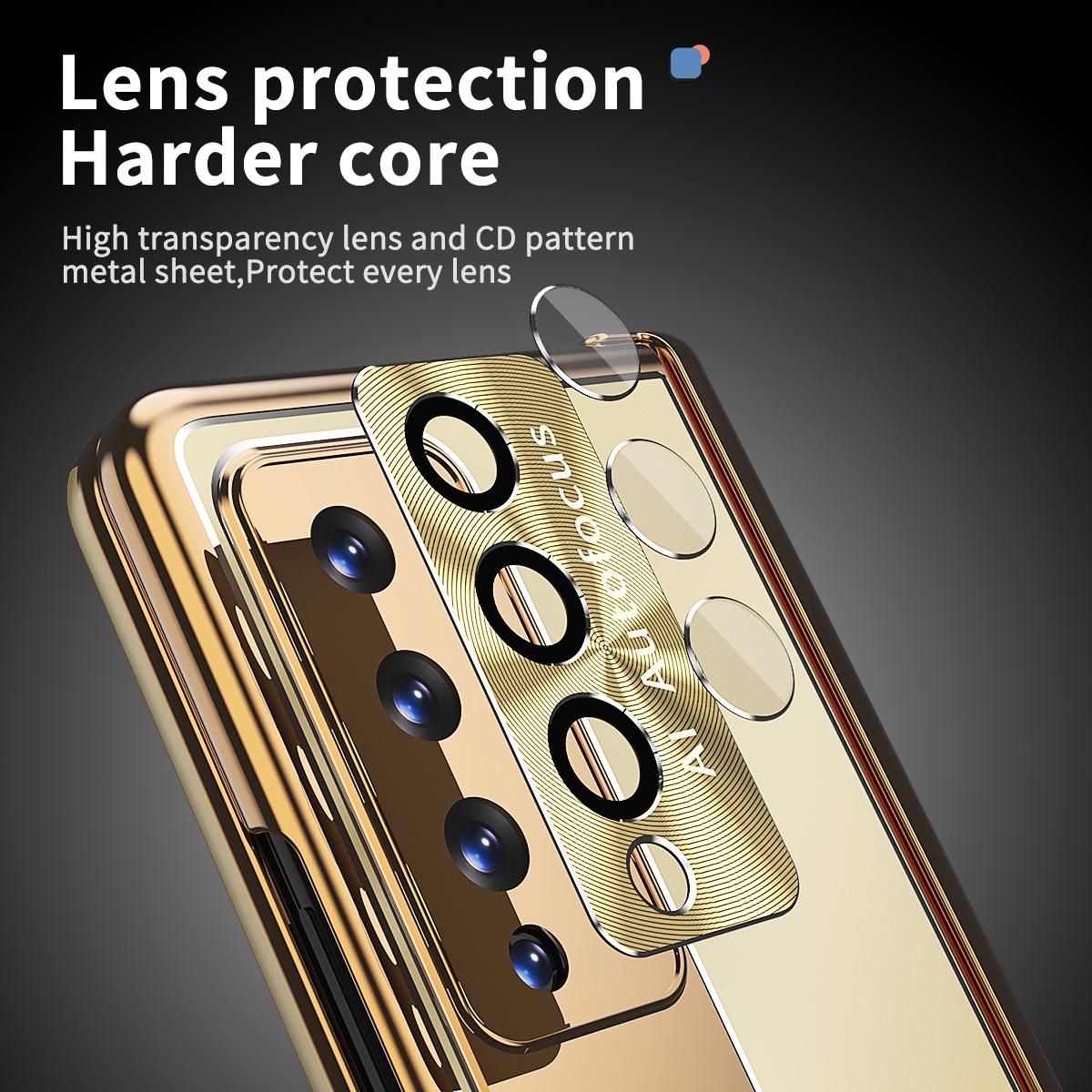 For Samsung Galaxy Z Fold4 5G Shockproof Aluminum Double Hinge Case - Black Gold