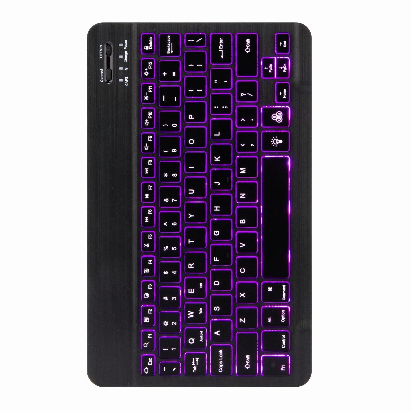 Bluetooth Keyboard Leather Case For Ipad 9.7 2018 / 2017 With Backlight & Three-Fold Holder - Pink Blue