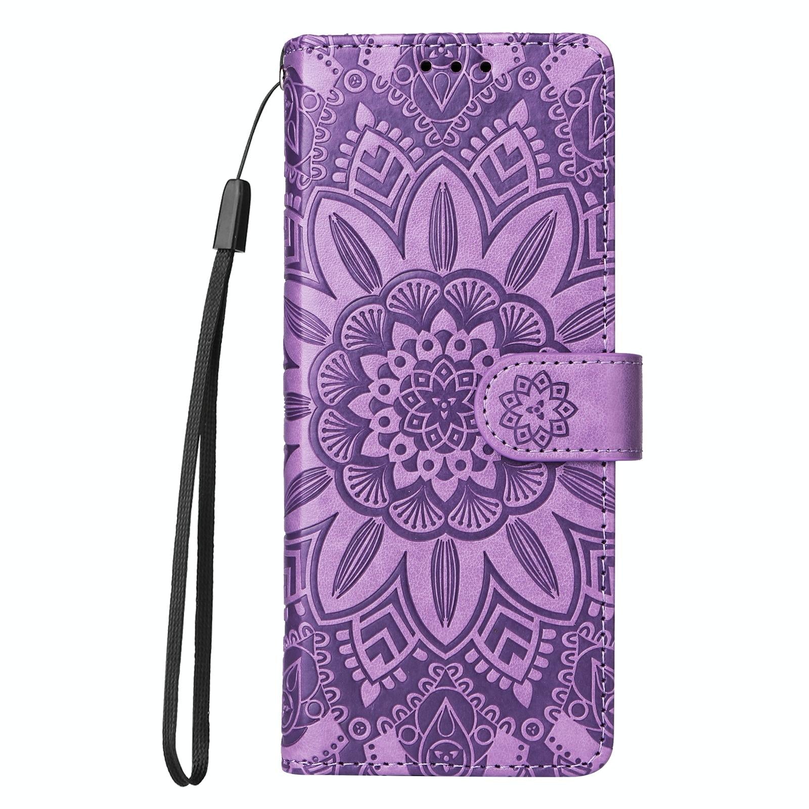 For Samsung Galaxy Z Fold4 5G Sunflower Embossed Leather Phone Case - Rose Gold