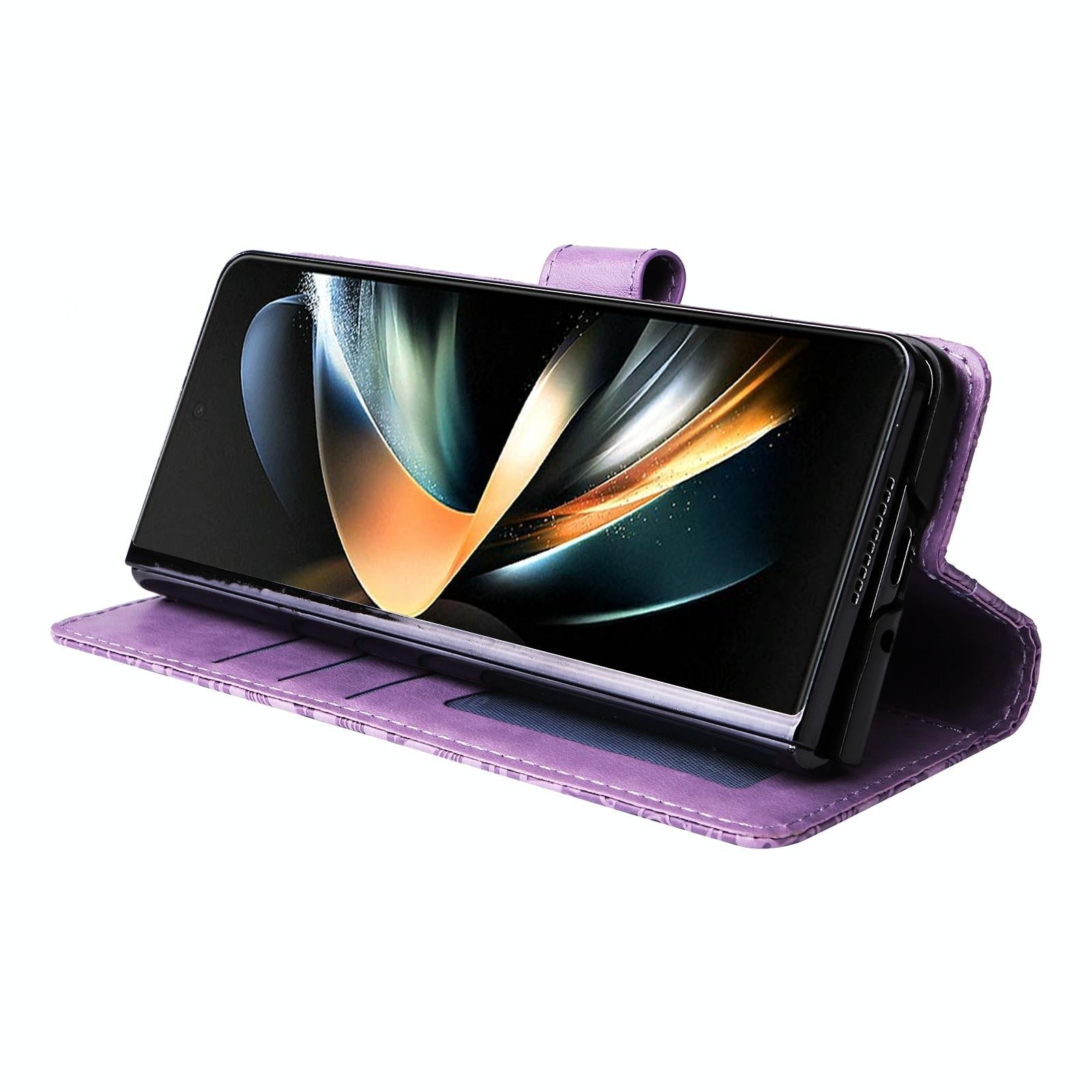 For Samsung Galaxy Z Fold4 5G Sunflower Embossed Leather Phone Case - Rose Gold