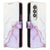 For Samsung Galaxy Z Fold4 5G Marble Leather Flip Case - White Purple Ls006