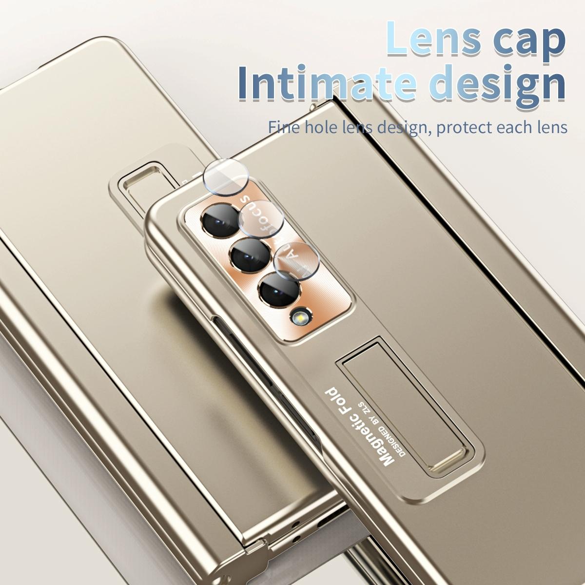 For Samsung Galaxy Z Fold4 5G Foldable Phone Case With Pen Slot - Electroplated - Silver