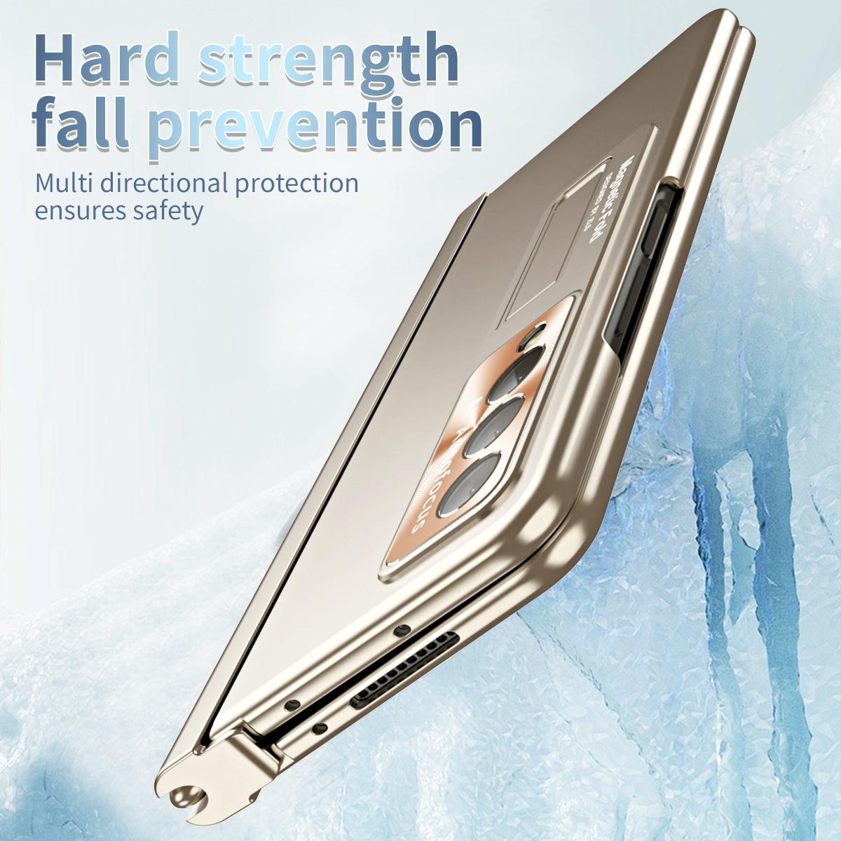 For Samsung Galaxy Z Fold4 5G Foldable Phone Case With Pen Slot - Electroplated - Silver