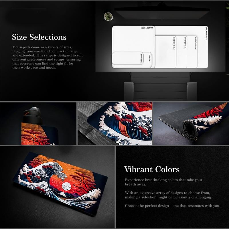 Non Slip Gaming Mouse Pad Big Wave Design - No.32 - 300X700X3Mm