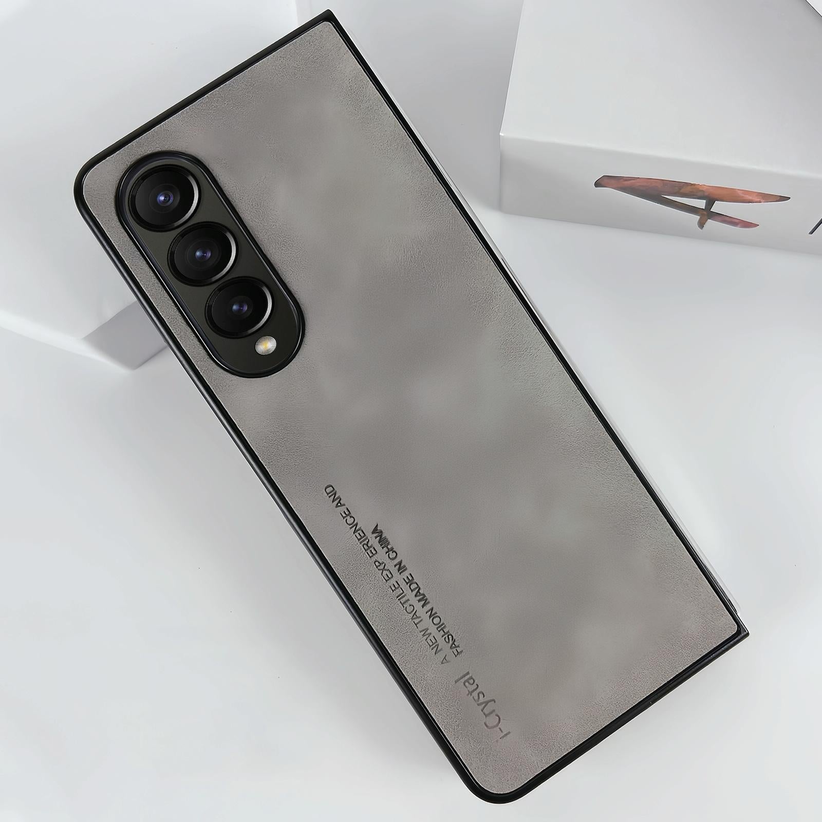 For Samsung Galaxy Z Fold4 5G Crystal Leather Foldable Case - Light Grey