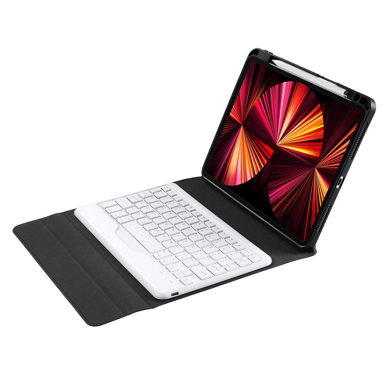 10.2 / 10.5 Inch Bluetooth Keyboard Tablet Case With Triangle Holder & Pen Slot - Gradient Blue Pink