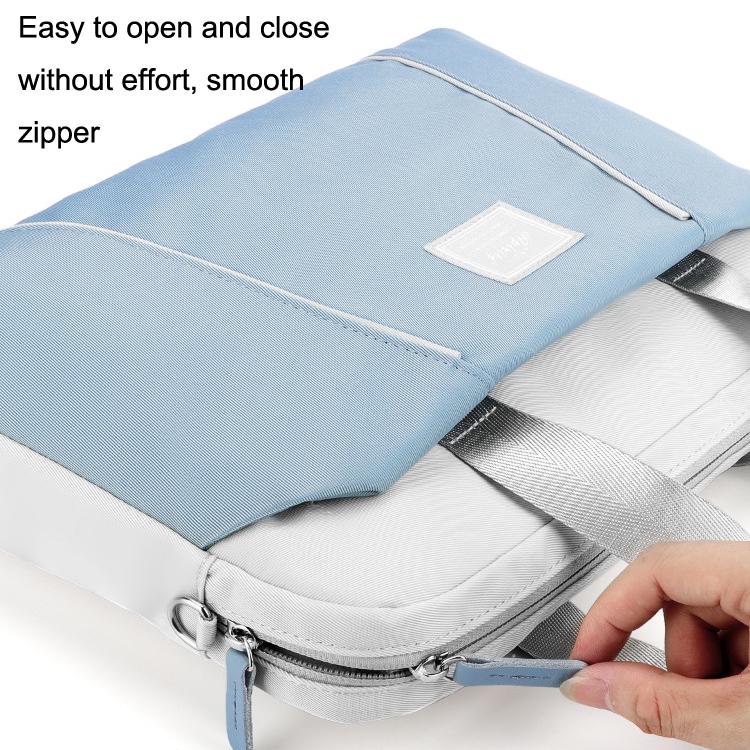 Portable Messenger Bag for Laptops - Apple Huawei Xiaomi Basne - Ladder Tape Light Blue + Gray Pu Power Package