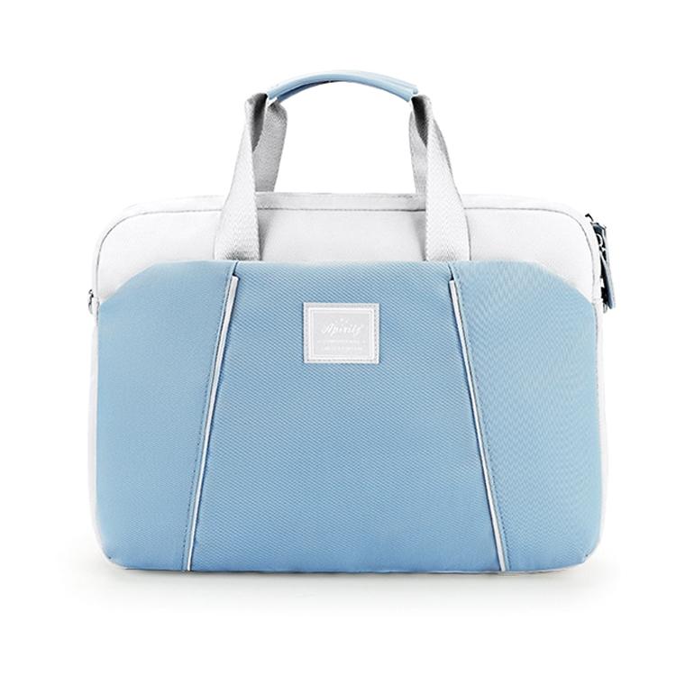 Portable Messenger Bag for Laptops - Apple Huawei Xiaomi Basne - Ladder Tape Light Blue + Gray Pu Power Package