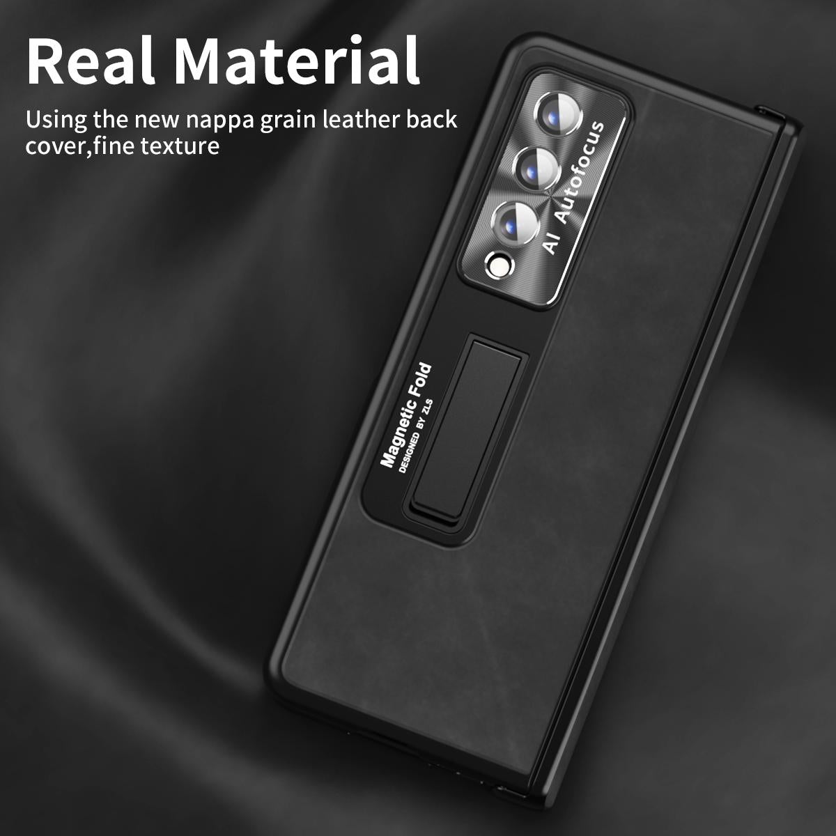 For Samsung Galaxy Z Fold4 5G Napa Texture All-In-One Phone Case - Coffee