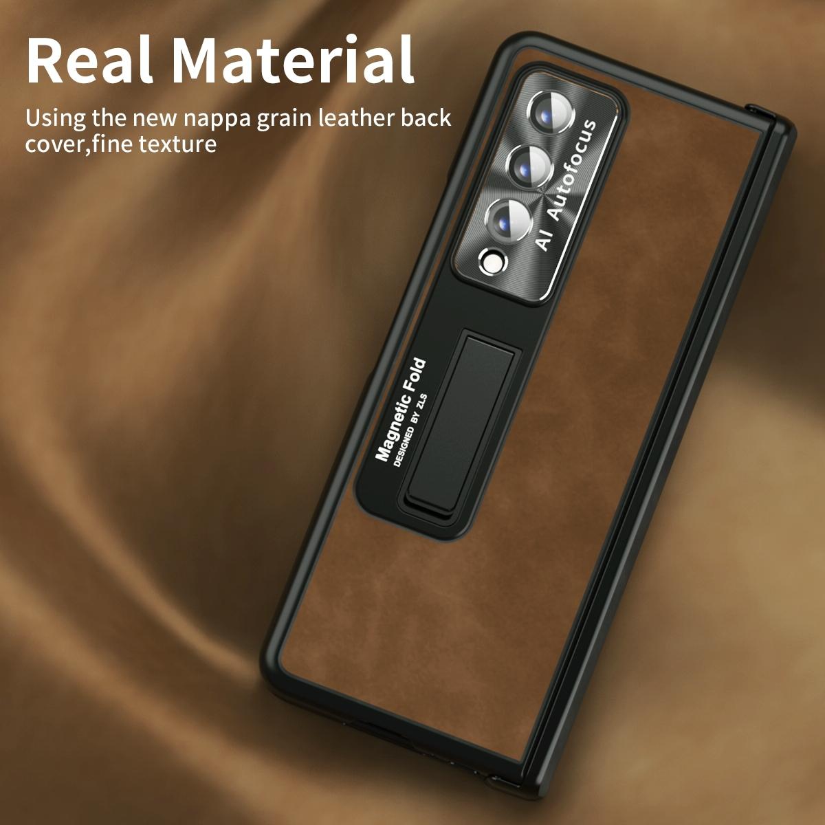 For Samsung Galaxy Z Fold4 5G Napa Texture All-In-One Phone Case - Coffee