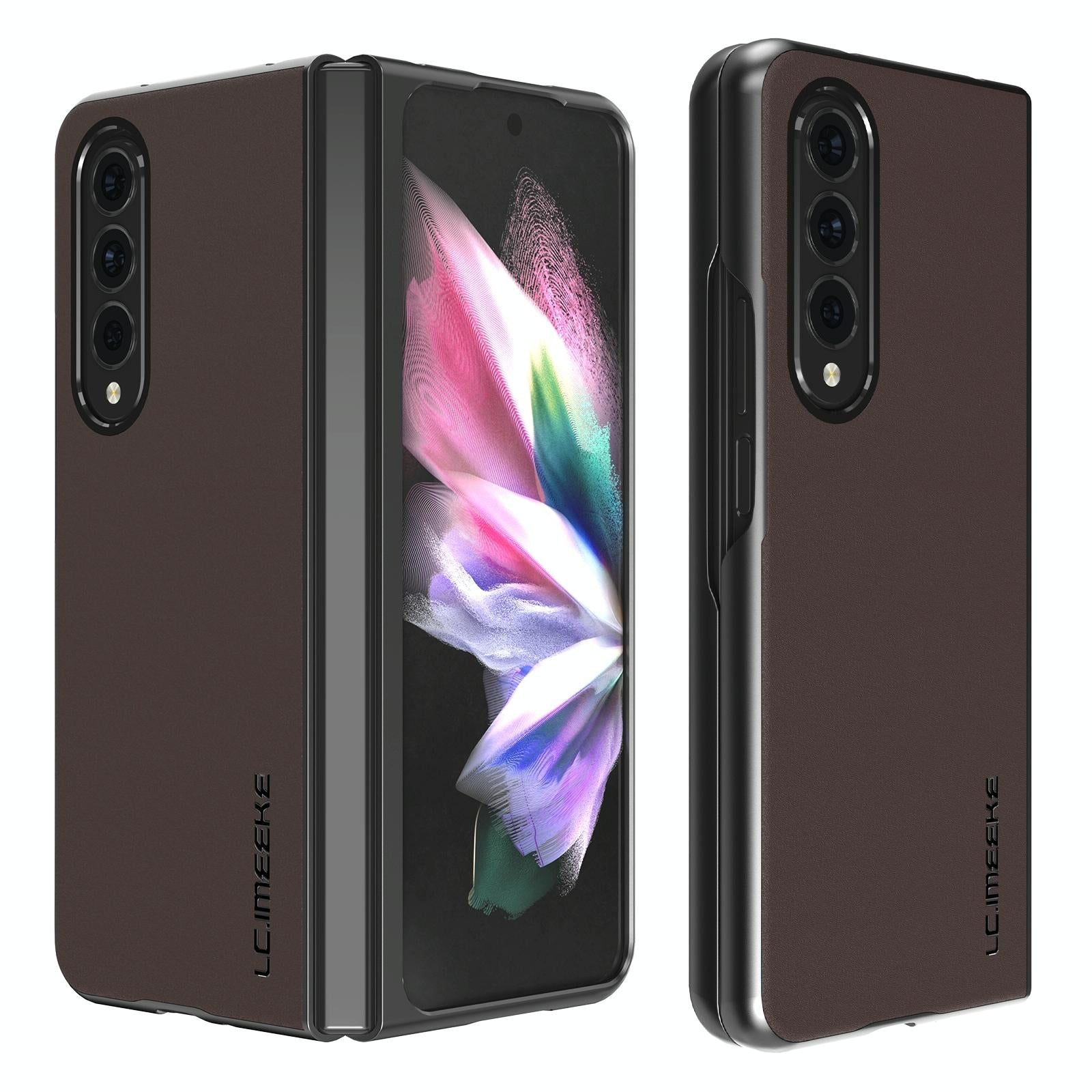 For Samsung Galaxy Z Fold4 5G Leather Shockproof Case - Brown