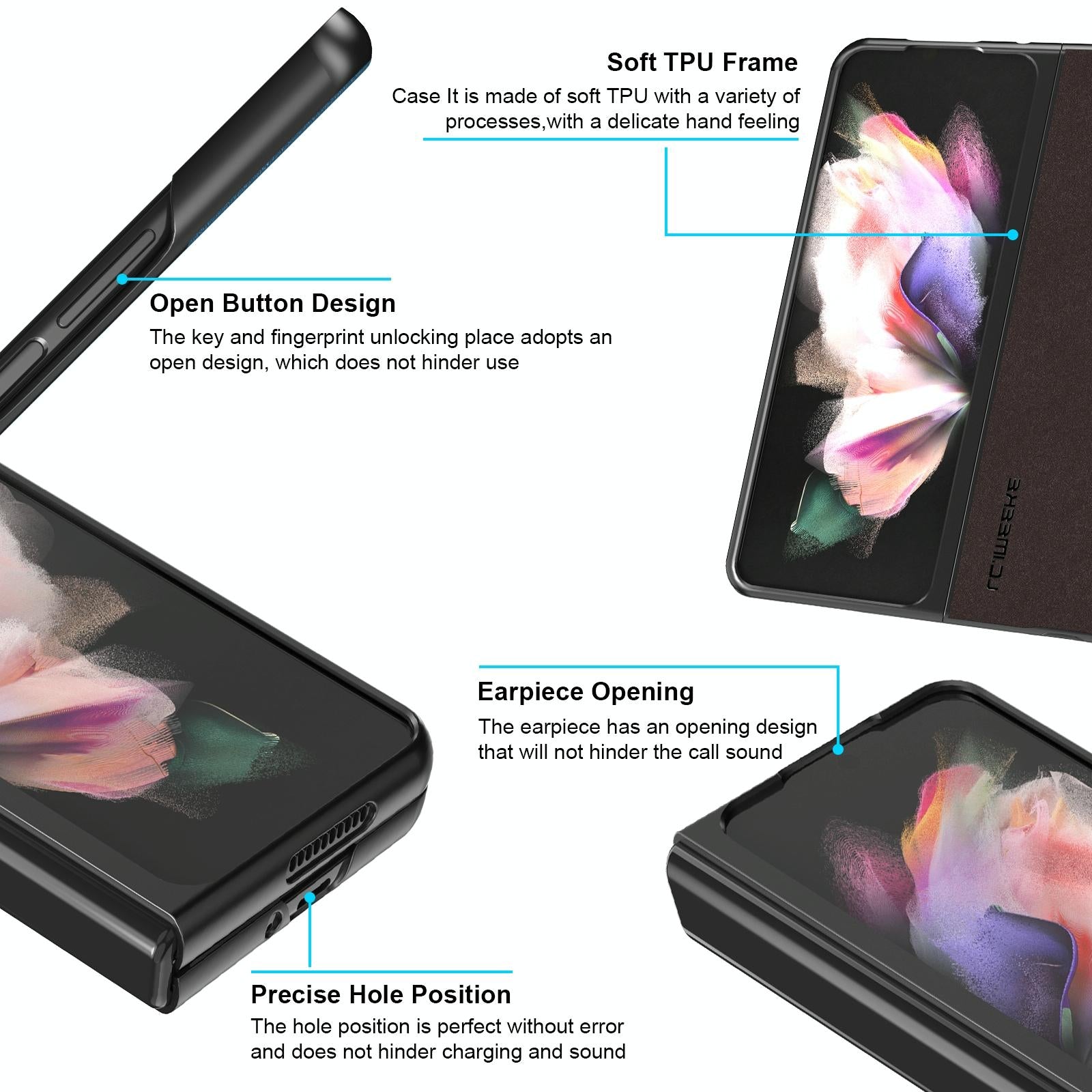 For Samsung Galaxy Z Fold4 5G Leather Shockproof Case - Brown