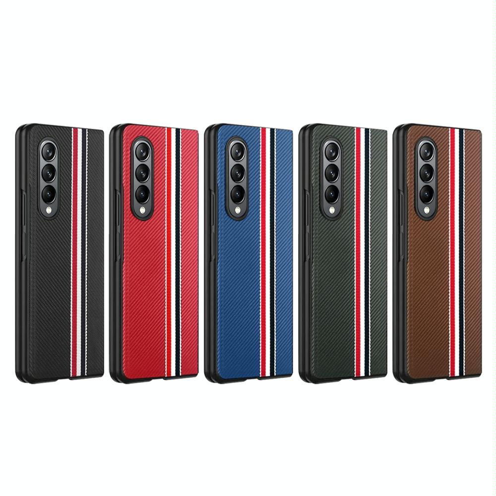 For Samsung Galaxy Z Fold4 5G Shockproof Twill Phone Case - Pc Tpu - Brown
