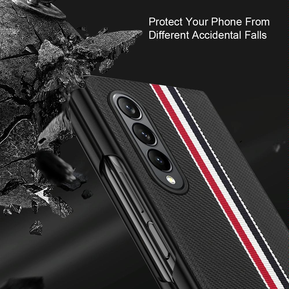 For Samsung Galaxy Z Fold4 5G Shockproof Twill Phone Case - Pc Tpu - Brown