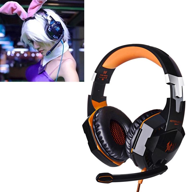 Over-Ear Gaming Headset With Mic &amp; Led Light 2.2M Cable - Orange