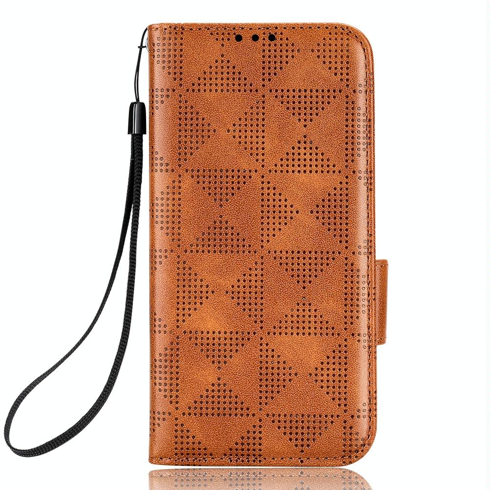 For Samsung Galaxy Z Fold4 5G Symmetrical Leather Triangle Phone Case - Brown