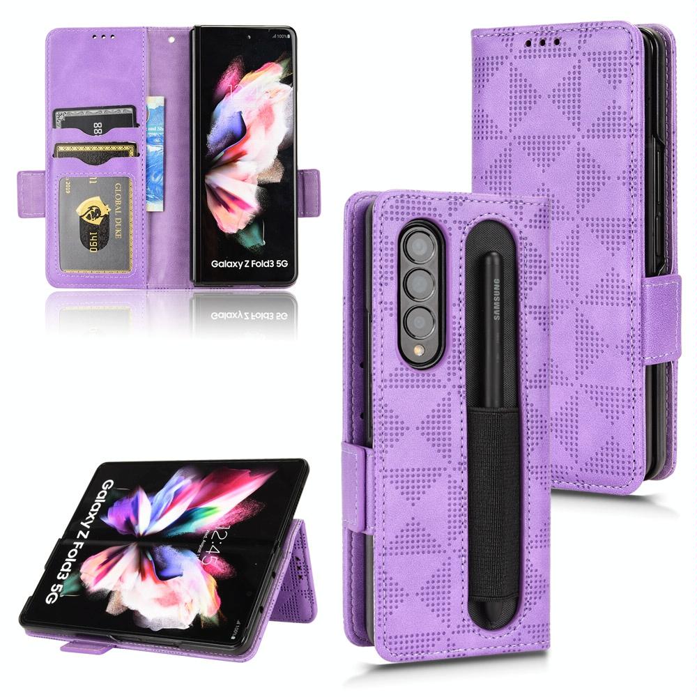 For Samsung Galaxy Z Fold4 5G Symmetrical Leather Triangle Phone Case - Brown