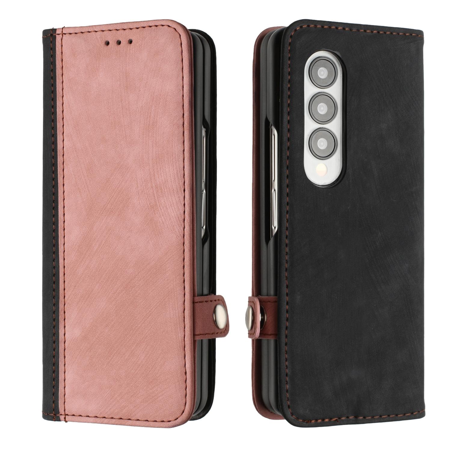 For Samsung Galaxy Z Fold4 5G Leather Phone Case With Side Buckle - Purple
