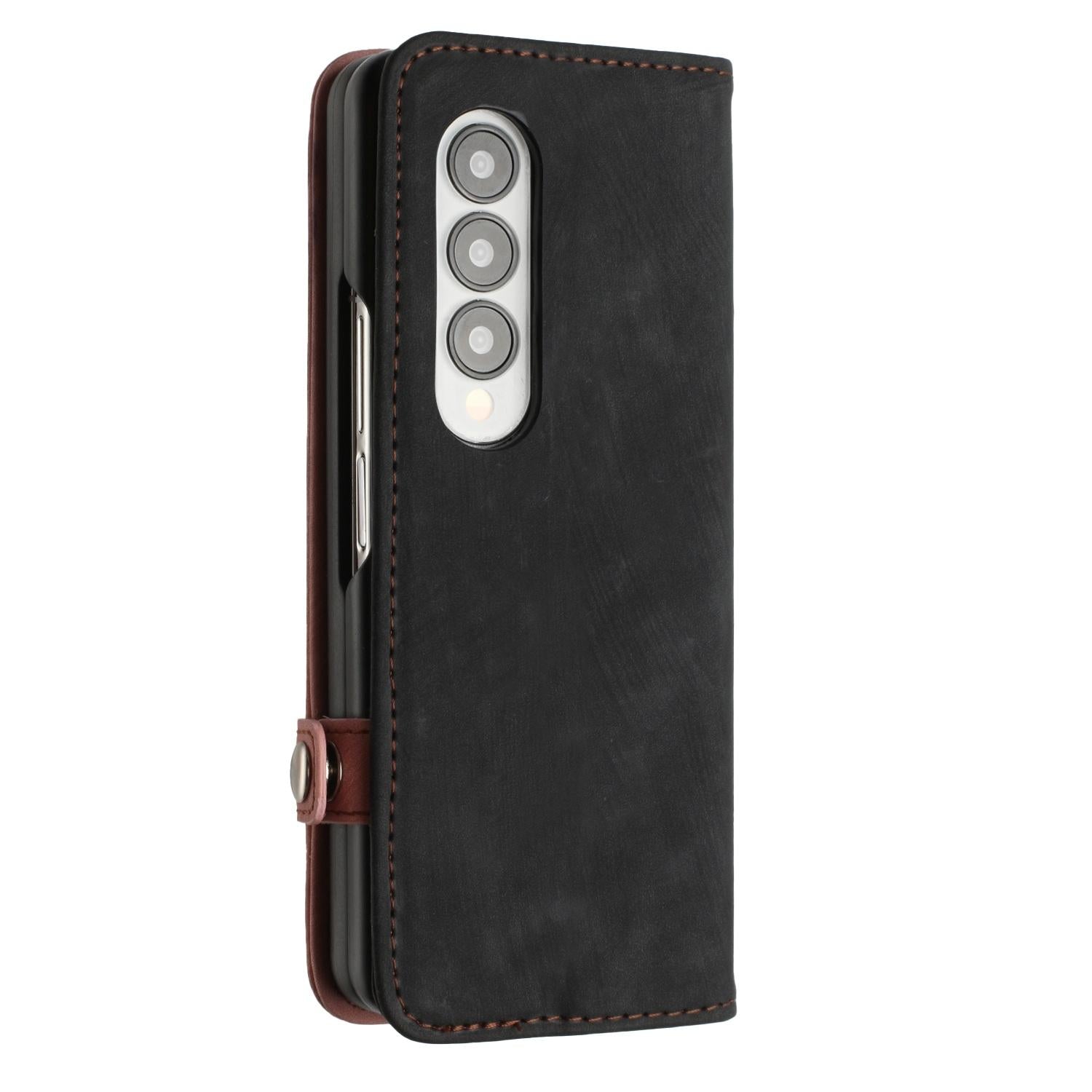 For Samsung Galaxy Z Fold4 5G Leather Phone Case With Side Buckle - Purple