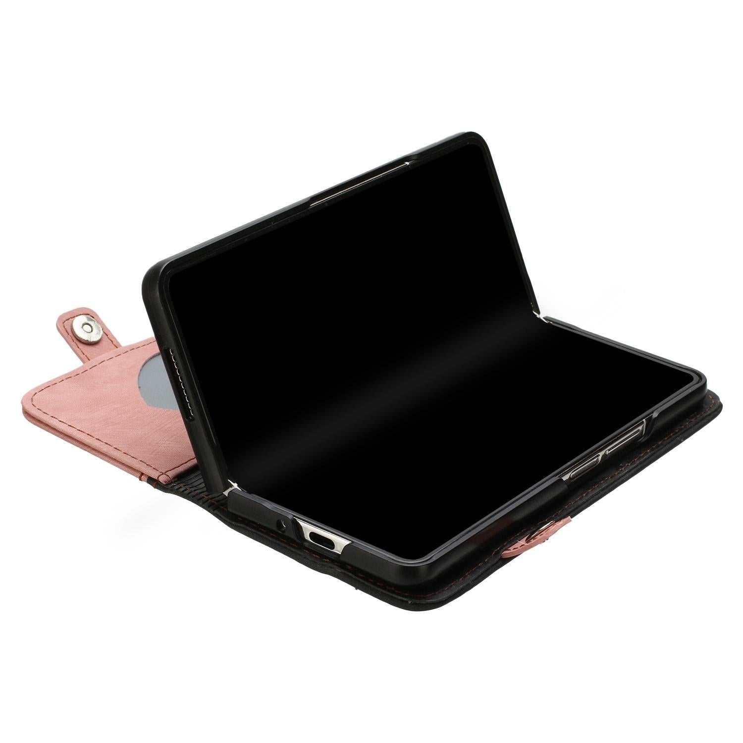 For Samsung Galaxy Z Fold4 5G Leather Phone Case With Side Buckle - Purple