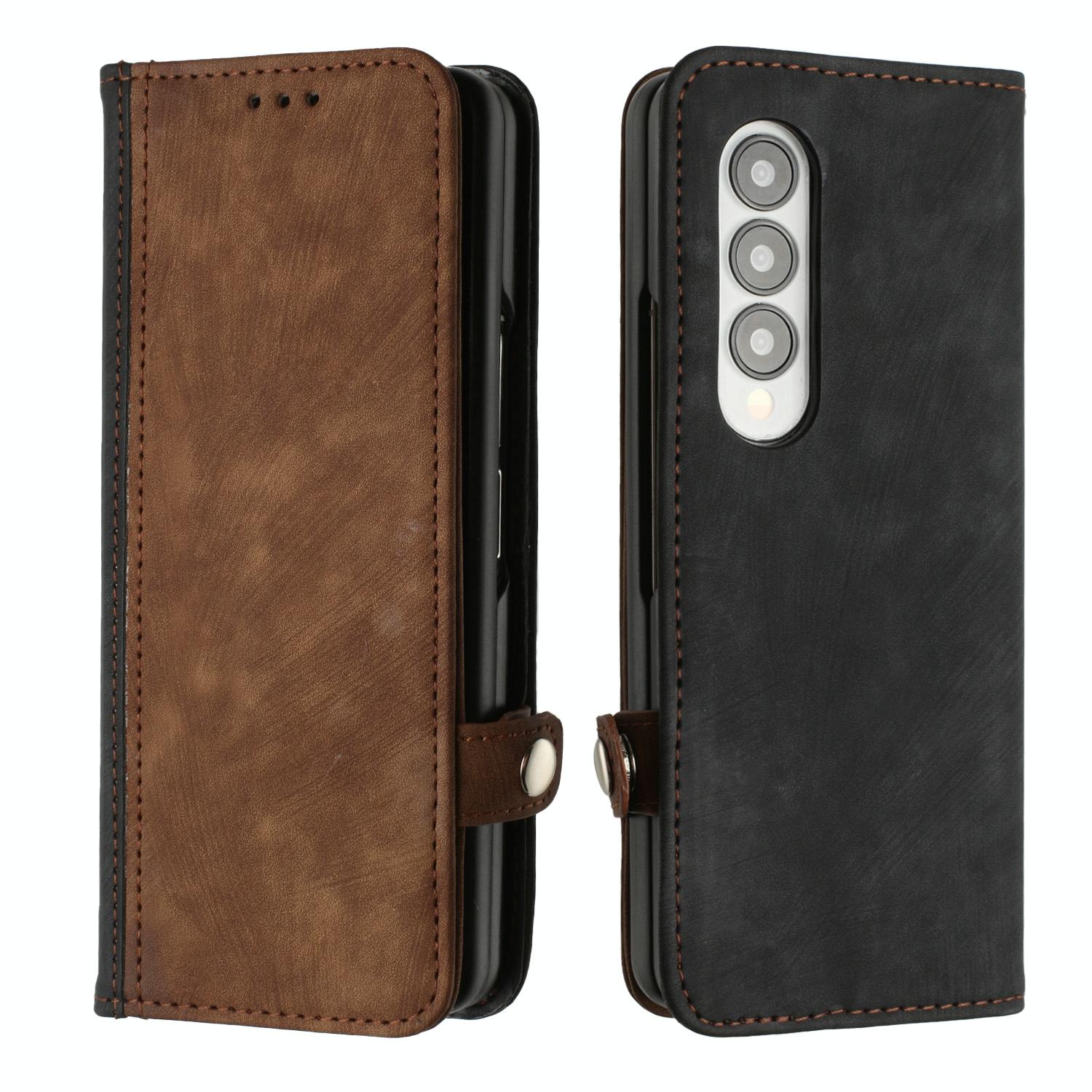 For Samsung Galaxy Z Fold4 5G Leather Phone Case With Side Buckle - Purple