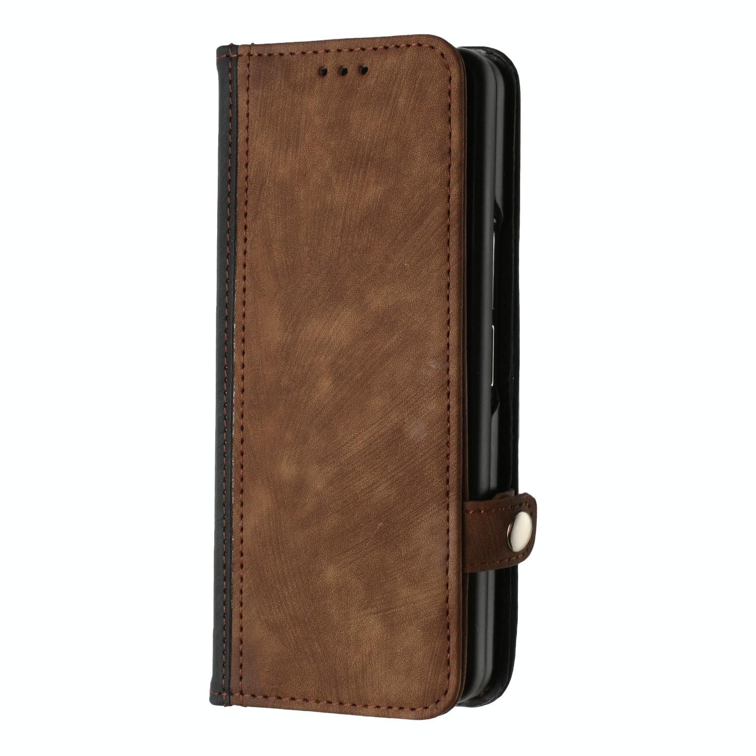 For Samsung Galaxy Z Fold4 5G Leather Phone Case With Side Buckle - Purple