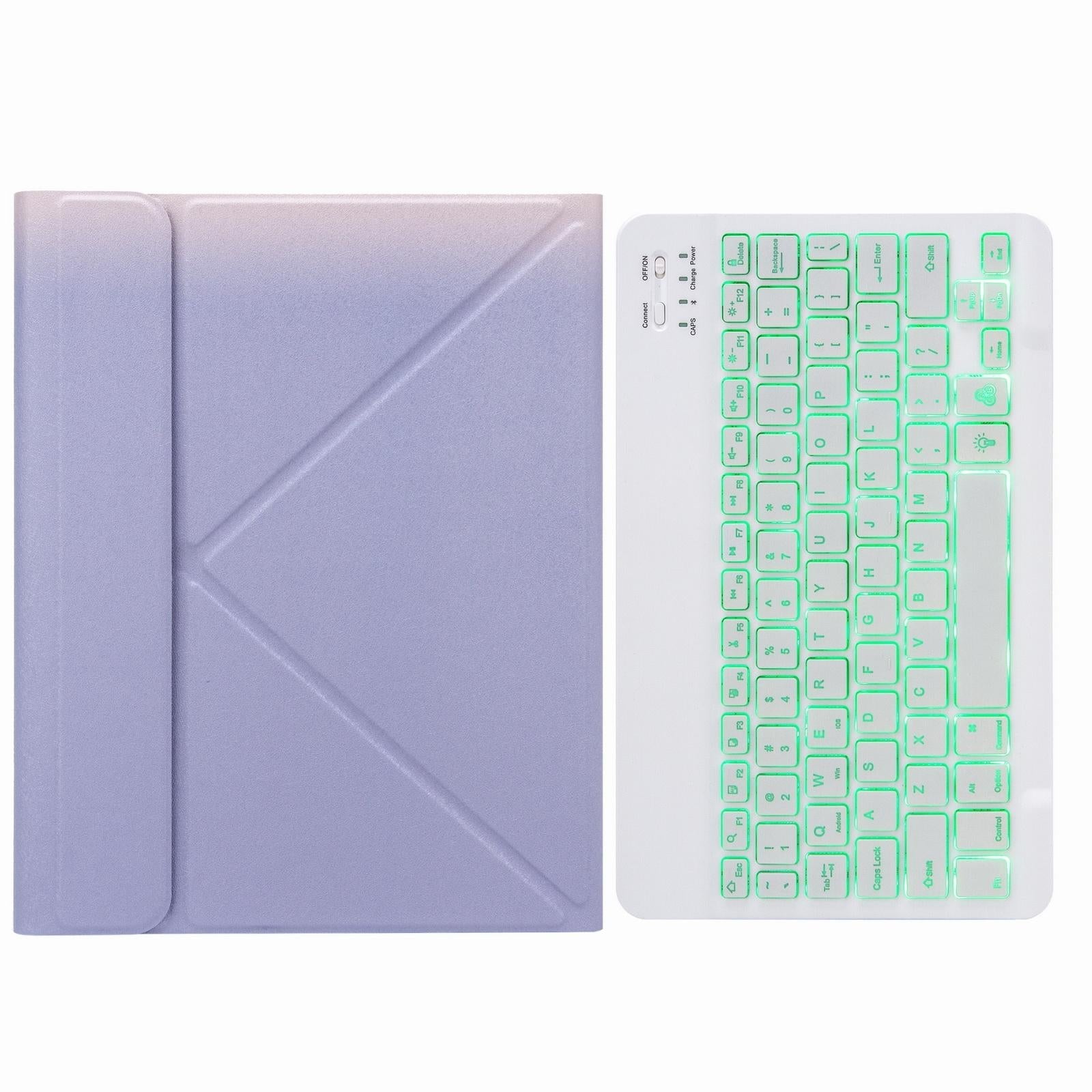 Bluetooth Keyboard Leather Case For Ipad Pro 11 With Three-Fold Holder & Backlight - Pink Blue