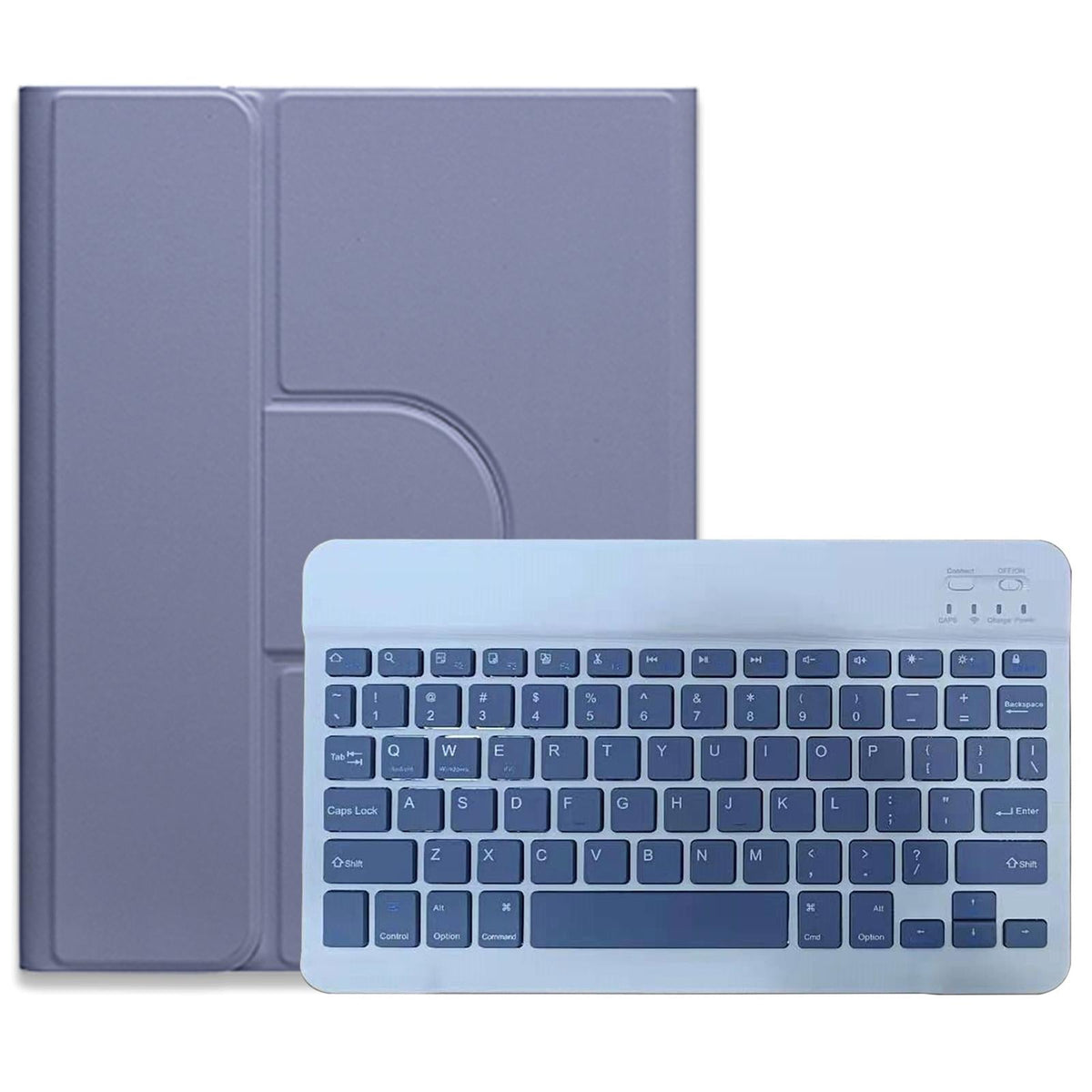 360 Degree Rotatable Bluetooth Keyboard Leather Case - Square Button - Sky Blue - For Ipad 10.2 2021 / Air 2019