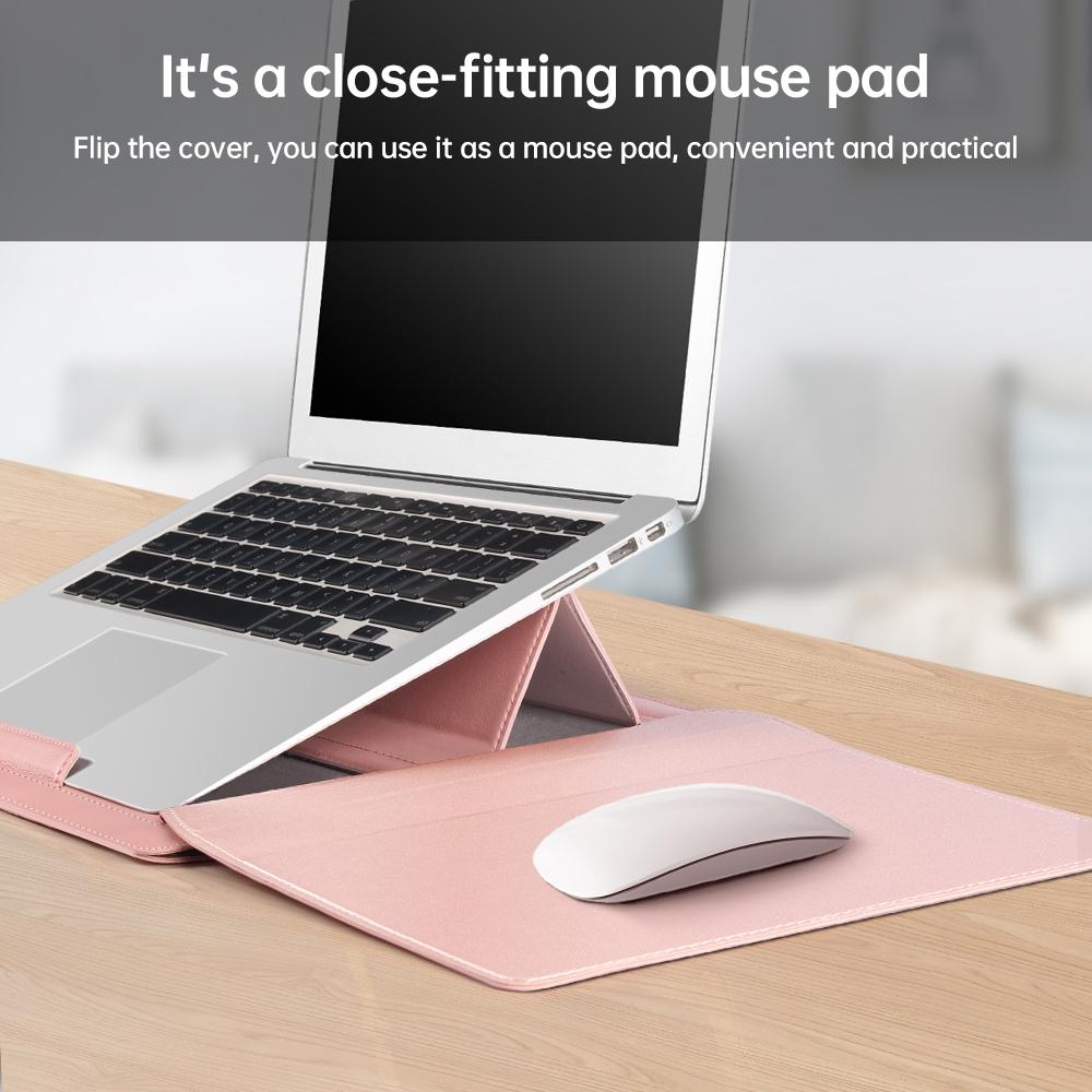 Versatile Laptop Bag with Mouse Pad Stand - Pink