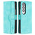 For Samsung Galaxy Z Fold4 5G Leather Phone Case With Heart Pattern - Light Blue