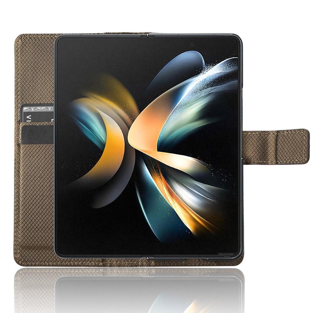 For Samsung Galaxy Z Fold4 5G Textured Leather Phone Case - Purple