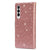 For Samsung Galaxy Z Fold4 5G Sparkling Leather Zip Case - Zipper Closure - Purple