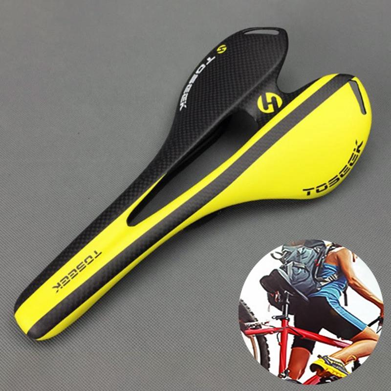 Toseek Carbon Fiber Road Bike Saddle 3K Texture & Extinction - Orange
