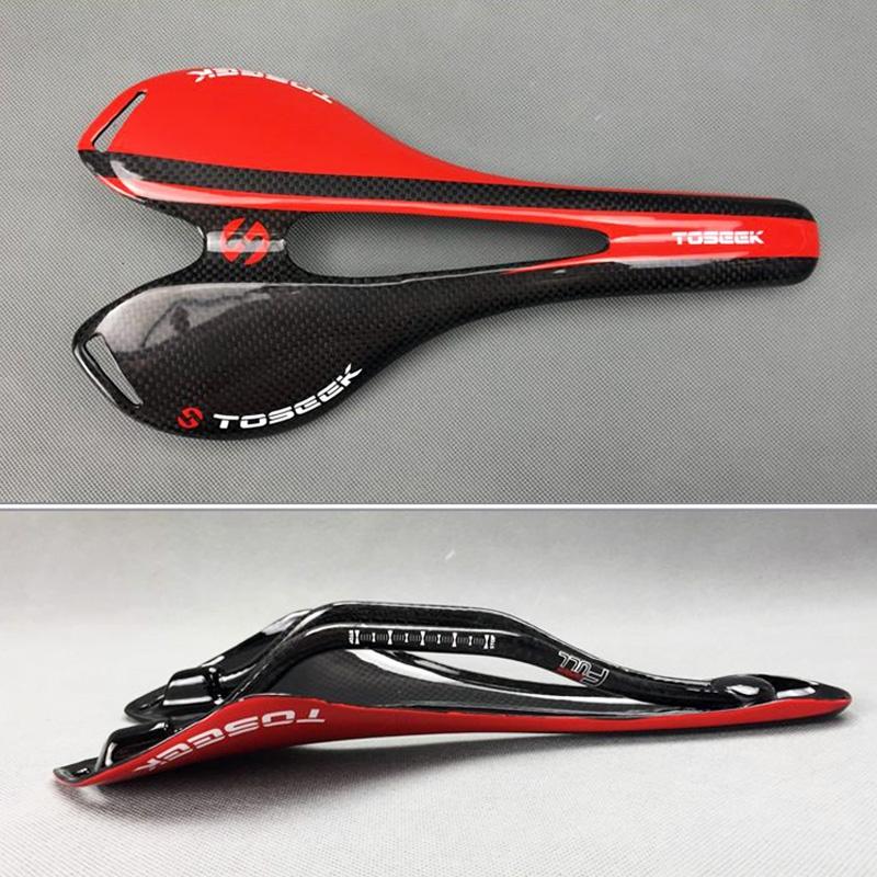 Toseek Carbon Fiber Road Bike Saddle 3K Texture & Extinction - Orange