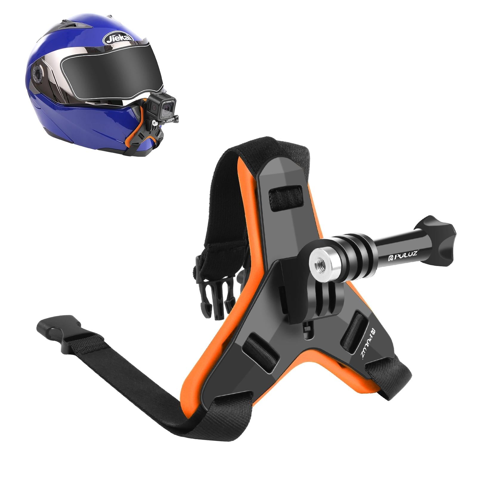 Universal Chin Strap Mount for Action Cameras - Orange