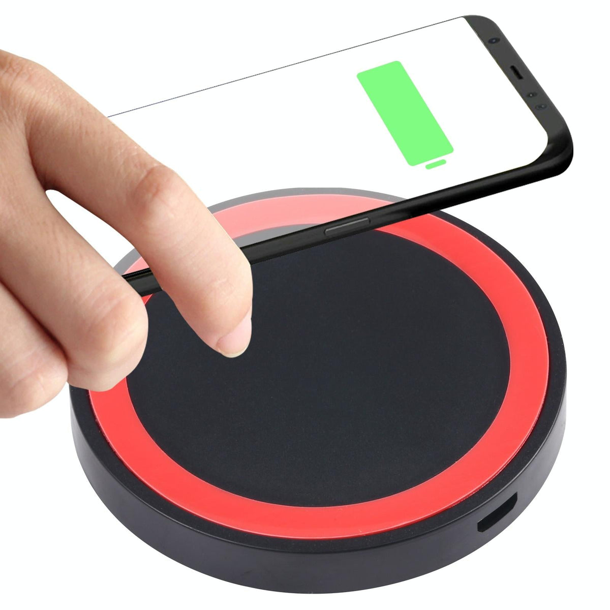 Universal 5W Round Wireless Charger - White + Red