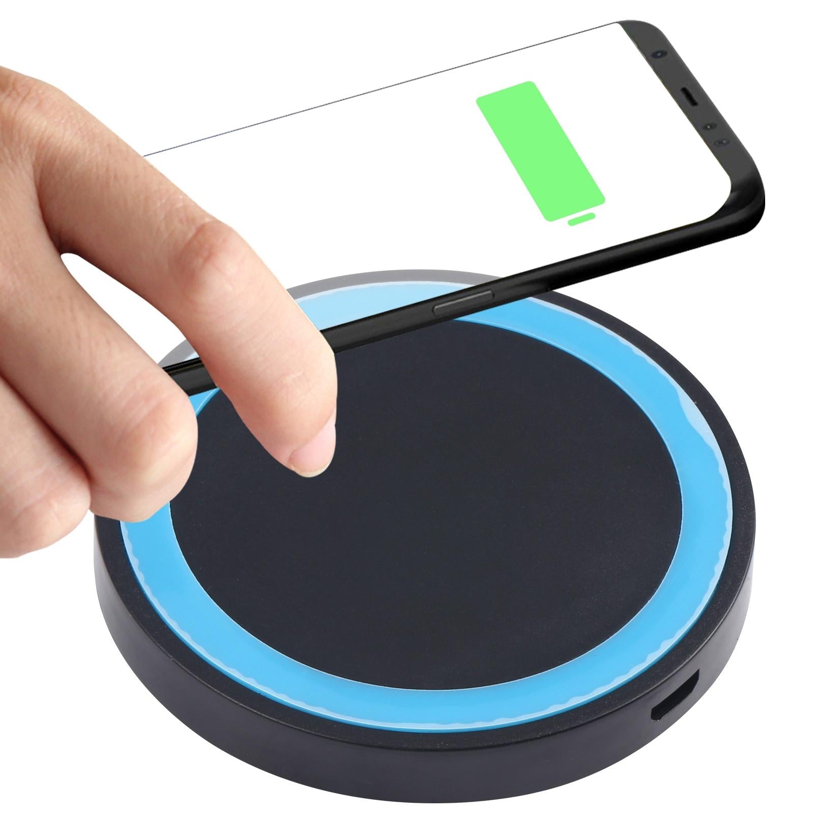 Universal 5W Round Wireless Charger - Black + Orange