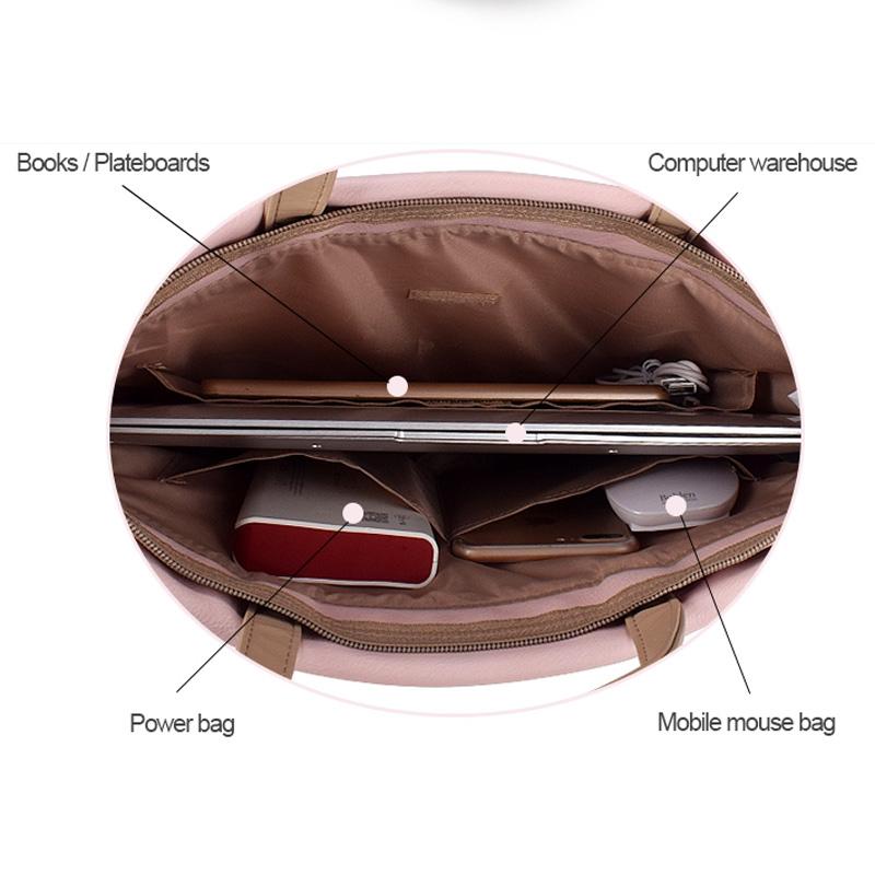 13.3 Inch Pink Laptop Crossbody Bag - Waterproof Pu Material