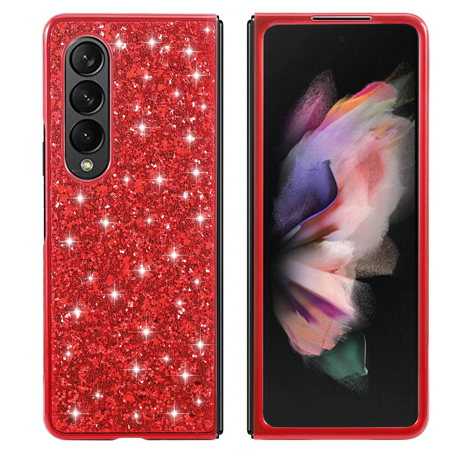 For Samsung Galaxy Z Fold4 5G Glitter Tpu Shockproof Case - Red