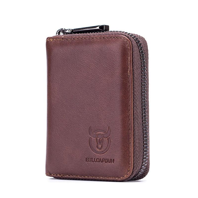 Men'S Leather Card Holder Casual Driver License Wallet - Brown