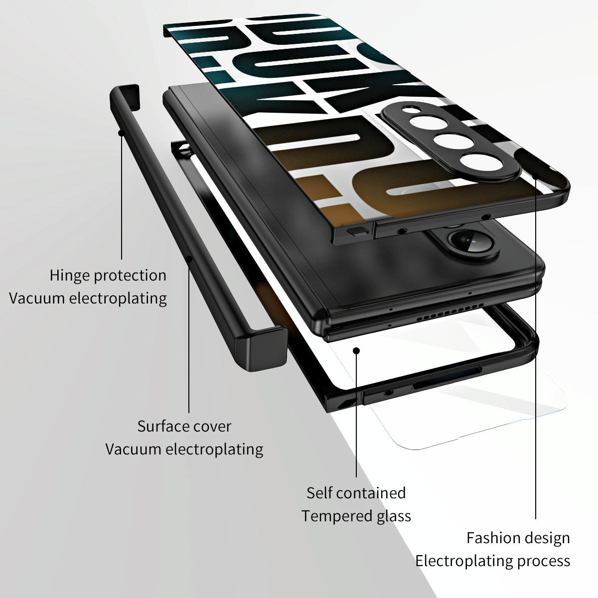 Foldable Electroplated Phone Case For Samsung Galaxy Z Fold 4 5G With Hinge