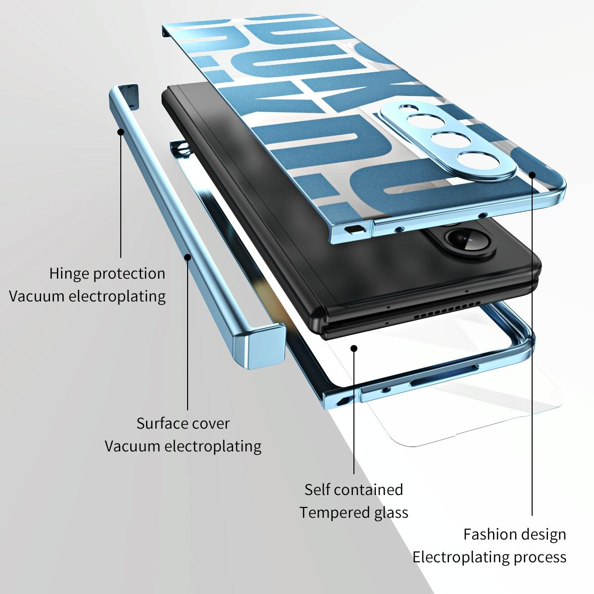 Foldable Electroplated Phone Case For Samsung Galaxy Z Fold 4 5G With Hinge