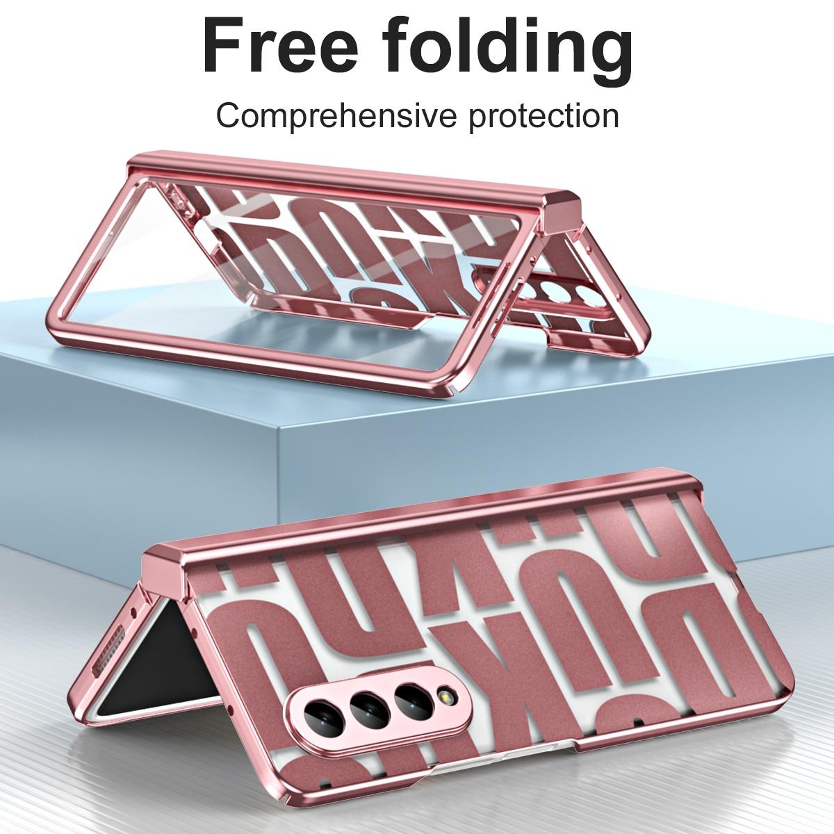 Foldable Electroplated Phone Case For Samsung Galaxy Z Fold 4 5G With Hinge