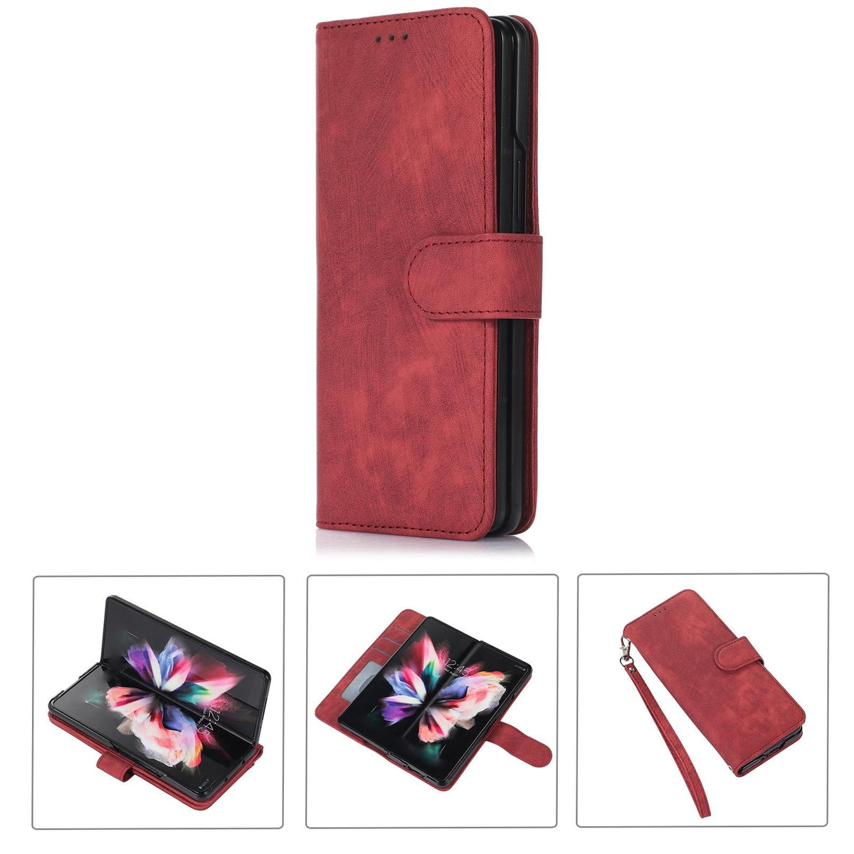 Samsung Galaxy Z Fold 4 Leather Phone Case With Pen Slot - Horizontal Flip