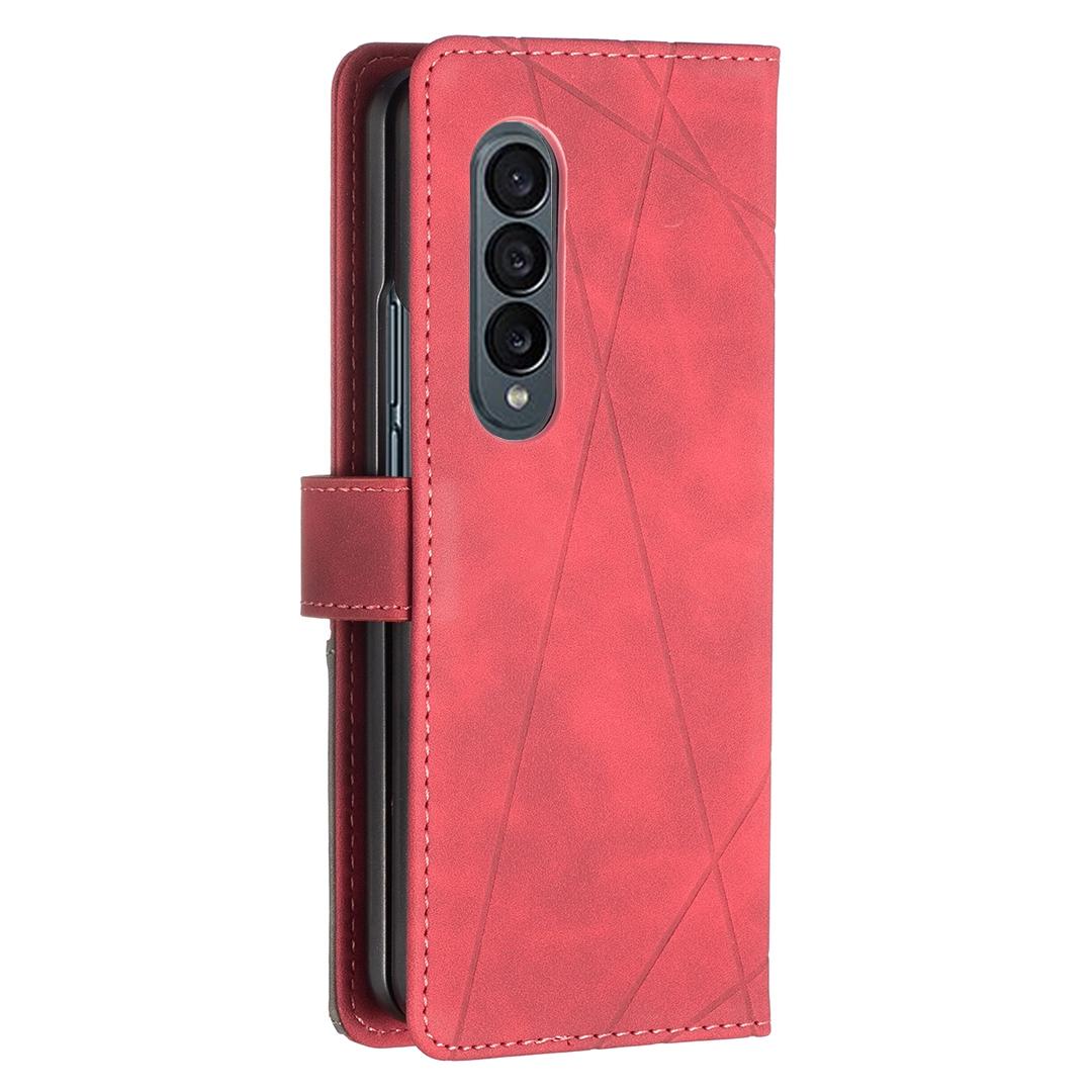 For Samsung Galaxy Z Fold4 5G Magnetic Rhombus Texture Case - Red