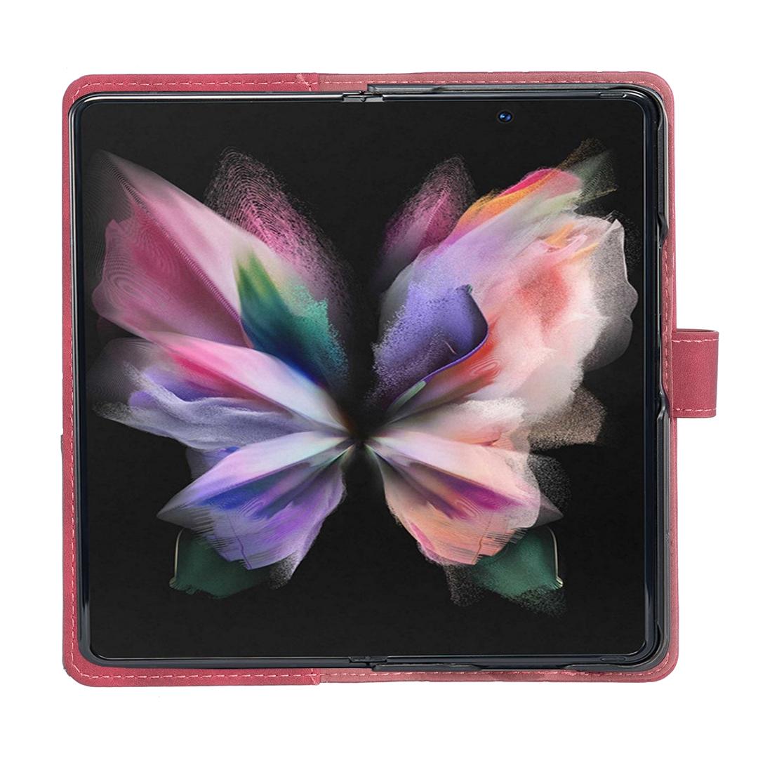 For Samsung Galaxy Z Fold4 5G Magnetic Rhombus Texture Case - Red