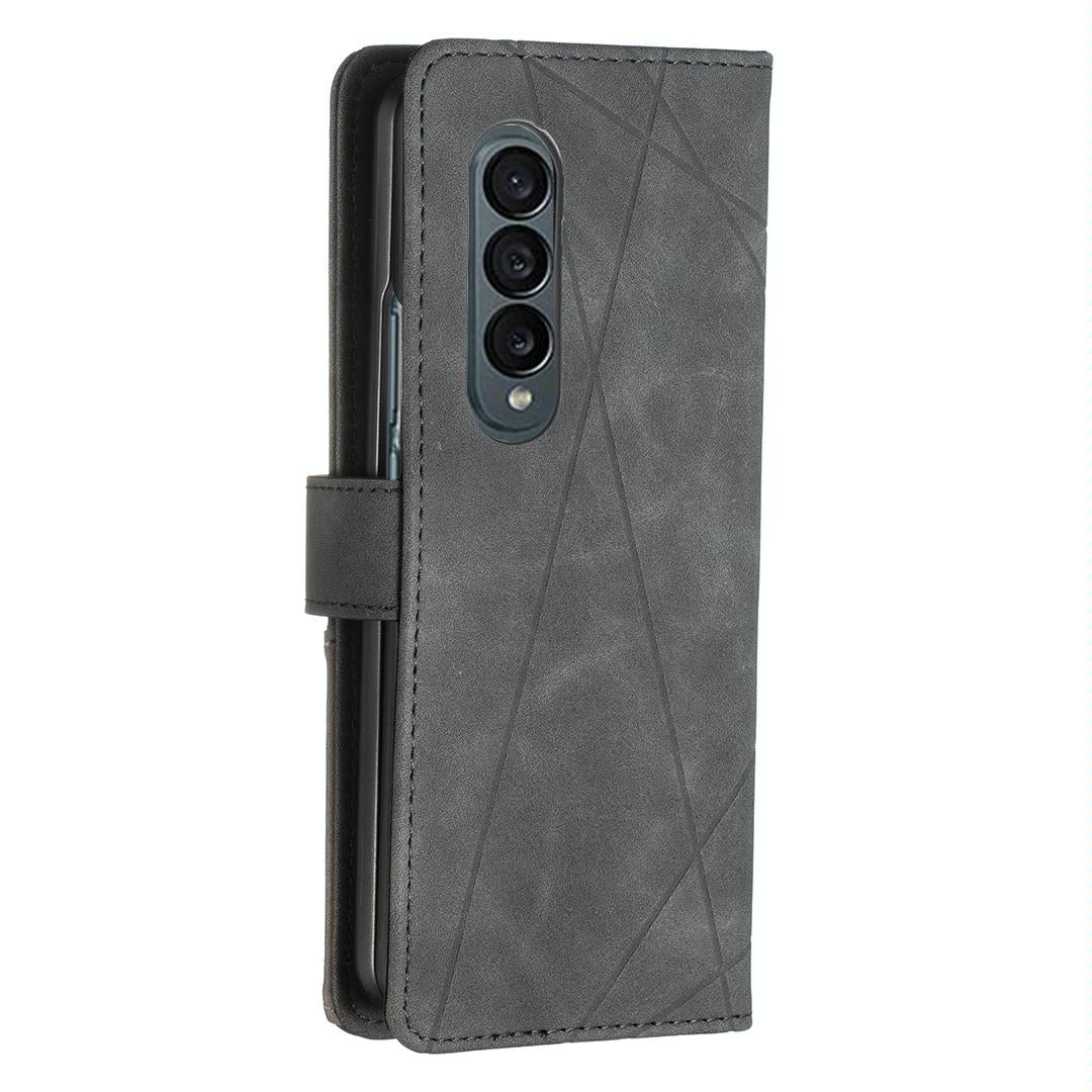 For Samsung Galaxy Z Fold4 5G Magnetic Rhombus Texture Case - Red