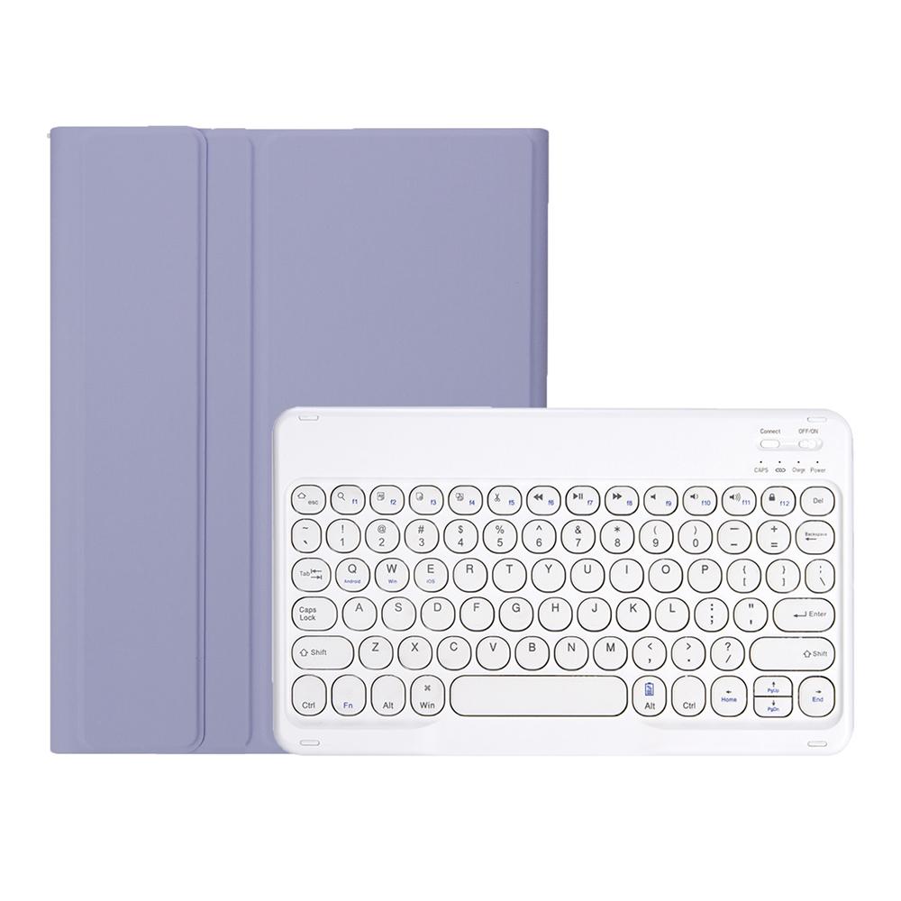 Detachable Bluetooth Keyboard Leather Case For Ipad Air 4 / 5 - Candy Colour Skin Texture - 10.9 Inch - Purple