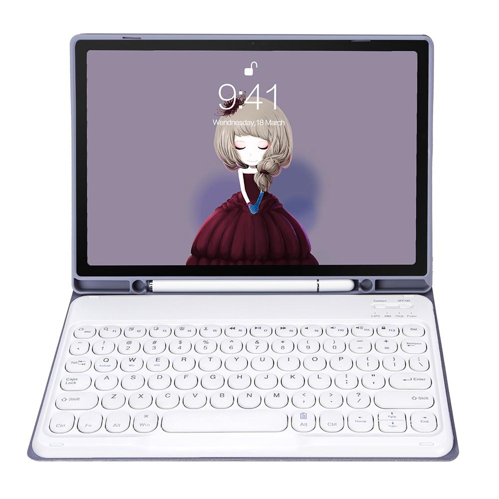 Detachable Bluetooth Keyboard Leather Case For Ipad Air 4 / 5 - Candy Colour Skin Texture - 10.9 Inch - Purple